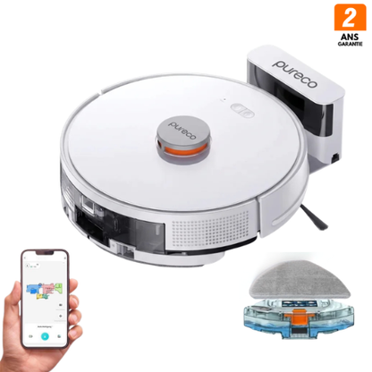 PURECO X7 – Aspirateur Robot Multifonction avec Serpillière, nettoyage automatique, App Mobile et Commande à Distance
